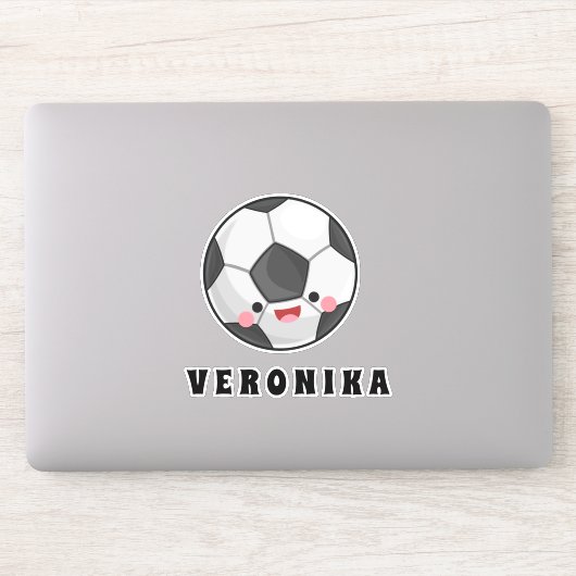 Schattige Kawaii Voetbal & Meisjesnaam Sportief Me Sticker (Computer)