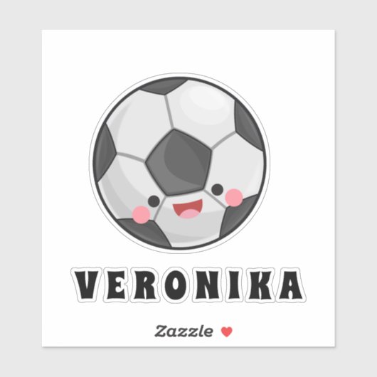 Schattige Kawaii Voetbal & Meisjesnaam Sportief Me Sticker (Vel)