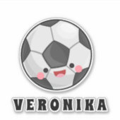 Schattige Kawaii Voetbal & Meisjesnaam Sportief Me Sticker (Voorkant)
