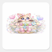Schattige Kawaii Volg Ons Kat Pastel Roze Sociale 