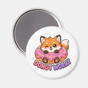 Schattige Kawaii Vos Donut Worry Grappig Voedsel P Magneet