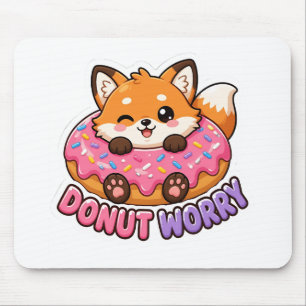 Schattige Kawaii Vos Donut Worry Grappig Voedsel P Muismat