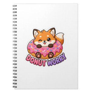 Schattige Kawaii Vos Donut Worry Grappig Voedsel P Notitieboek