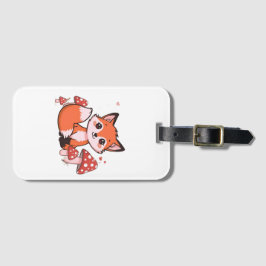 Schattige Kawaii Vos met Paddenstoelen Cartoon Kun Bagagelabel