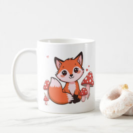 Schattige Kawaii Vos met Paddenstoelen Cartoon Kun Koffiemok