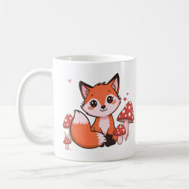 Schattige Kawaii Vos met Paddenstoelen Cartoon Kun Koffiemok