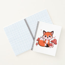 Schattige Kawaii Vos met Paddenstoelen Cartoon Kun Notitieboek