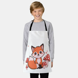 Schattige Kawaii Vos met Paddenstoelen Cartoon Kun Schort