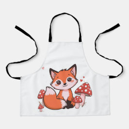 Schattige Kawaii Vos met Paddenstoelen Cartoon Kun Schort