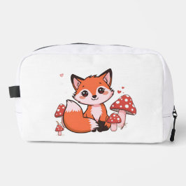 Schattige Kawaii Vos met Paddenstoelen Cartoon Kun Toilettasje