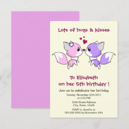 Schattige kawaii vossen cartoon meisje verjaardags kaart