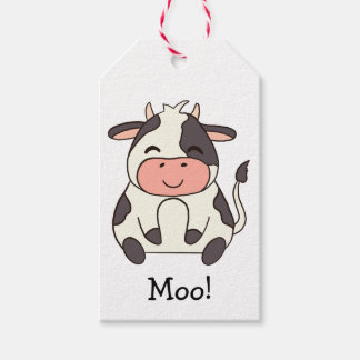 Schattige Kawaii Vriendelijke Koe Moo! Cadeaulabel
