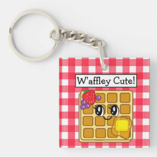 Schattige Kawaii Waffle Pun Sleutelhanger