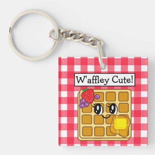 Schattige Kawaii Waffle Pun Sleutelhanger (voorkant)