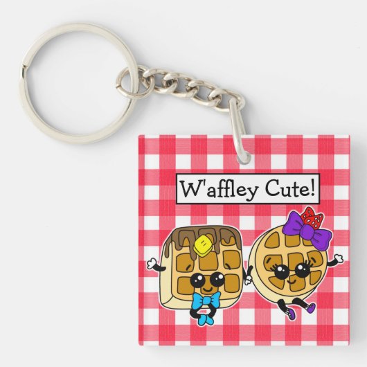 Schattige Kawaii Waffle Pun Sleutelhanger (voorkant)