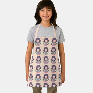 Schattige Kawaii "Wees Aardig" Illustratie Schort
