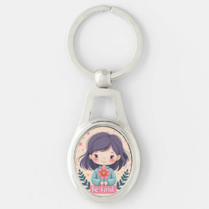 Schattige Kawaii "Wees Aardig" Illustratie Sleutelhanger