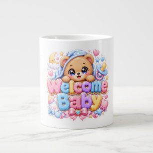 Schattige Kawaii Welkom Baby Teddibeer Pastel Roze Grote Koffiekop