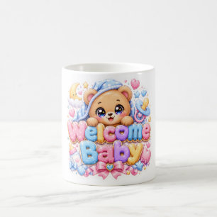 Schattige Kawaii Welkom Baby Teddibeer Pastel Roze Koffiemok