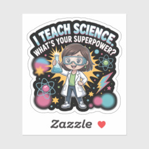 Schattige Kawaii Wetenschapsleraar – Grappig Super Sticker