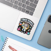 Schattige Kawaii Wetenschapsleraar – Grappig Super Sticker (Laptop met iPhone)