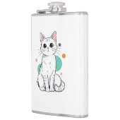 Schattige Kawaii Witte Kat Cartoon Heupfles (Links)