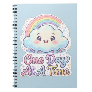 Schattige Kawaii Wolk Regenboog Eén Dag Op Een Kee Notitieboek