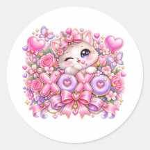 Schattige Kawaii XOXO Kat Pastel Roze Romantische 