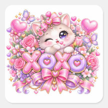 Schattige Kawaii XOXO Kat Pastel Roze Romantische 