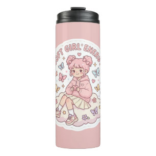 Schattige Kawaii Zachte Meisjes Energie Pastel Roz Thermosbeker