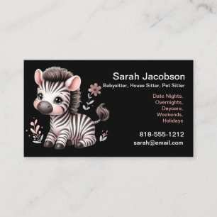 Schattige Kawaii Zebra Babysitter House Sitter Pet Visitekaartje