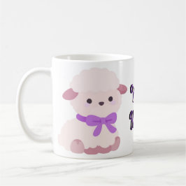 Schattige Kawaii Zittende Fluffy Lammetje Paarse S Koffiemok
