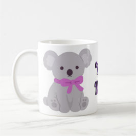 Schattige Kawaii Zittende Grijze Koala Paarse Stri Koffiemok