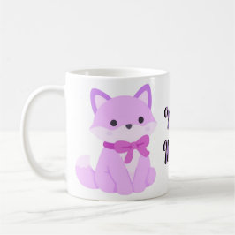 Schattige Kawaii Zittende Lavendel Vos Paarse Stri Koffiemok