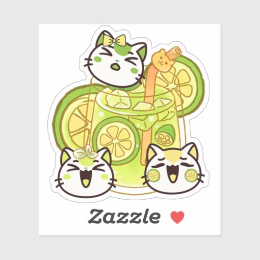 Schattige Kawaii Zomer Limonade Katten Sticker (Vel)