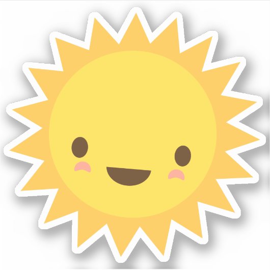 Schattige kawaii zon karakter sticker (Voorkant)