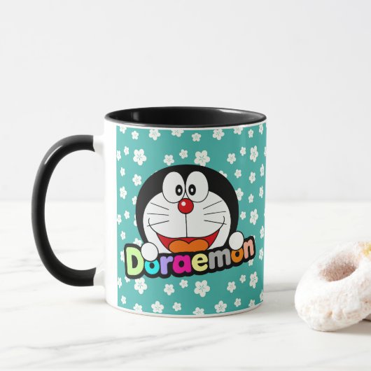 Schattige Kawaii Zwarte Doraemon Anime Mok (Met donut)