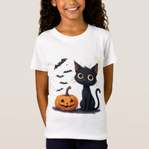 Schattige Kawaii Zwarte Kat Halloween Pret 🎃 T-shirt