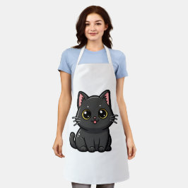 Schattige Kawaii Zwarte Kat Schort