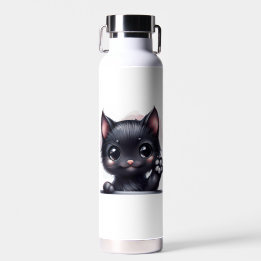 Schattige Kawaii Zwarte Kat Waterfles