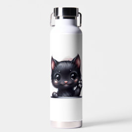 Schattige Kawaii Zwarte Kat Waterfles