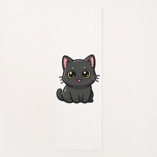 Schattige Kawaii Zwarte Kat Yogamat (Voorkant)