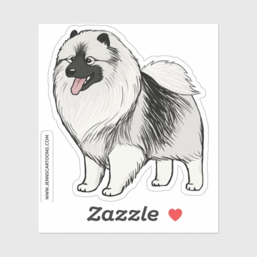Schattige Keeshond Cartoon Dog Drawing Keesie Viny Sticker (Vel)