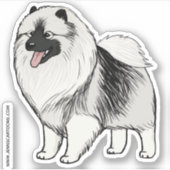 Schattige Keeshond Cartoon Dog Drawing Keesie Viny Sticker (Voorkant)