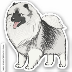 Schattige Keeshond Cartoon Dog Drawing Keesie Viny Sticker