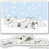 Schattige Keeshond Dogs Keesies Spelen Vinyl Stick Sticker (Voorkant)