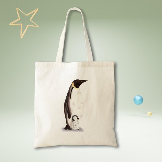 Schattige keizerspinguïn en baby boodschappen tote bag