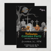 Schattige kerkhof met geesten Mummy Black Hallowee Kaart (Voorkant / Achterkant)