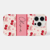 Schattige Kers Lint Coquette iPhone Hoesje (Achterkant horizontaal)