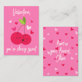 Schattige Kers Zoete Bes Liefde Harten Valentijn Notitiekaartje